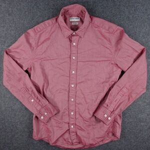 American Apparel Oxford Shirt Mens Medium Slim Fit Long Sleeve Red/Pink